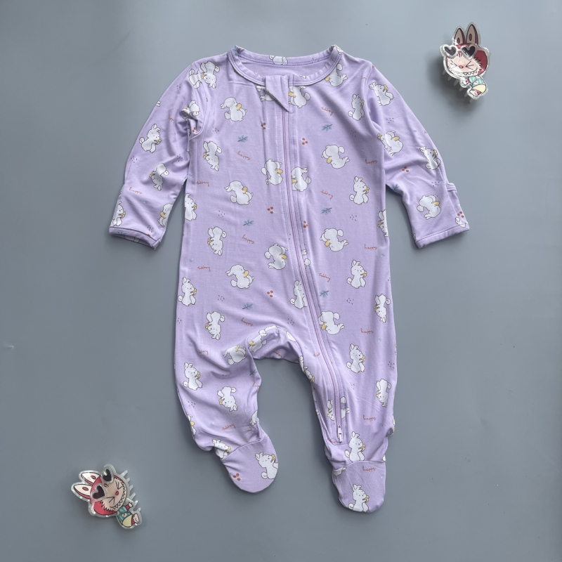 Бебешки гащеризон с цип, тънък плат от бамбукови влакна (95% бамбук, 5% спандекс; дълги ръкави; за деца 1–3 години (80–100 cm))