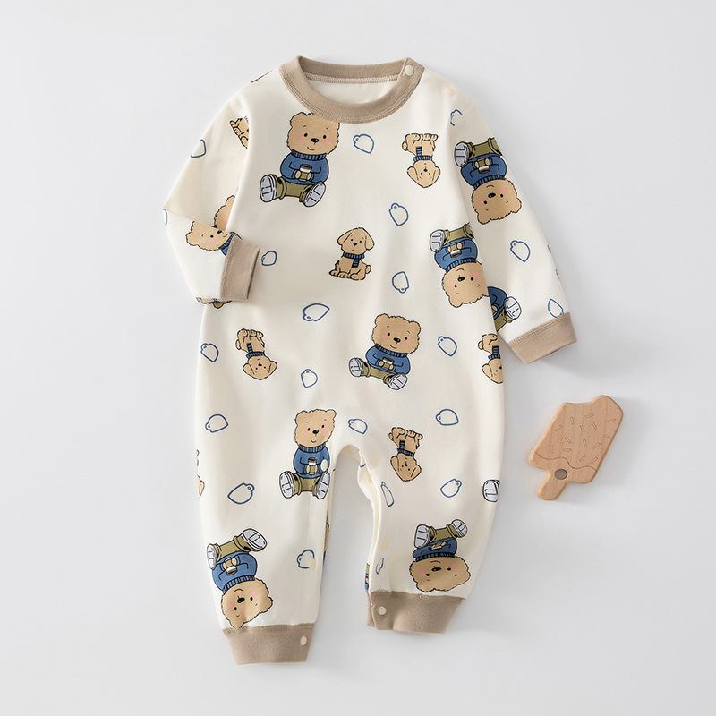 Гащеризон за новородени, 100% памук, pull-over стил, дълъг ръкав, унисекс, за пролет/есен/зима