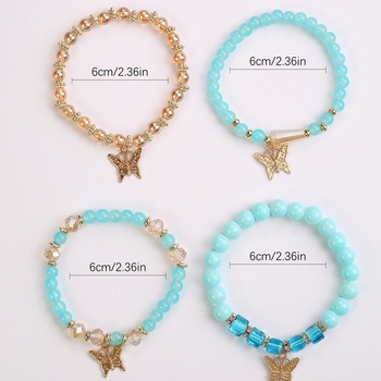 Bohemiska pērļu rokassprādze ar elastīgu auklu, tauriņa kristāli, daudzslāņu dizains, universāla, mākslīgie kristāli (rudens 2025)