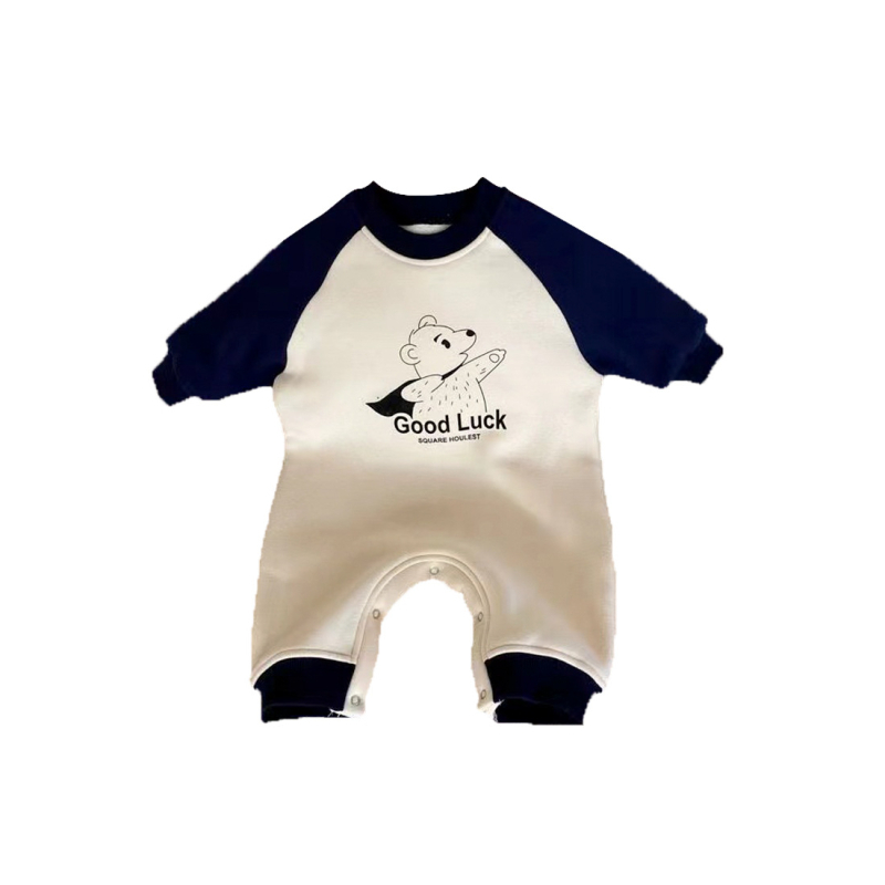 Dječji kombinezon u korejskom stilu, 100% pamuk, fleece podstava, debeli zimski komad, dugi rukavi, bez kapulje, unisex