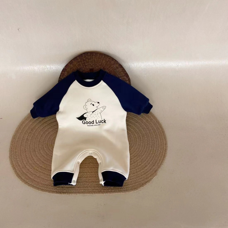 Dječji kombinezon u korejskom stilu, 100% pamuk, fleece podstava, debeli zimski komad, dugi rukavi, bez kapulje, unisex