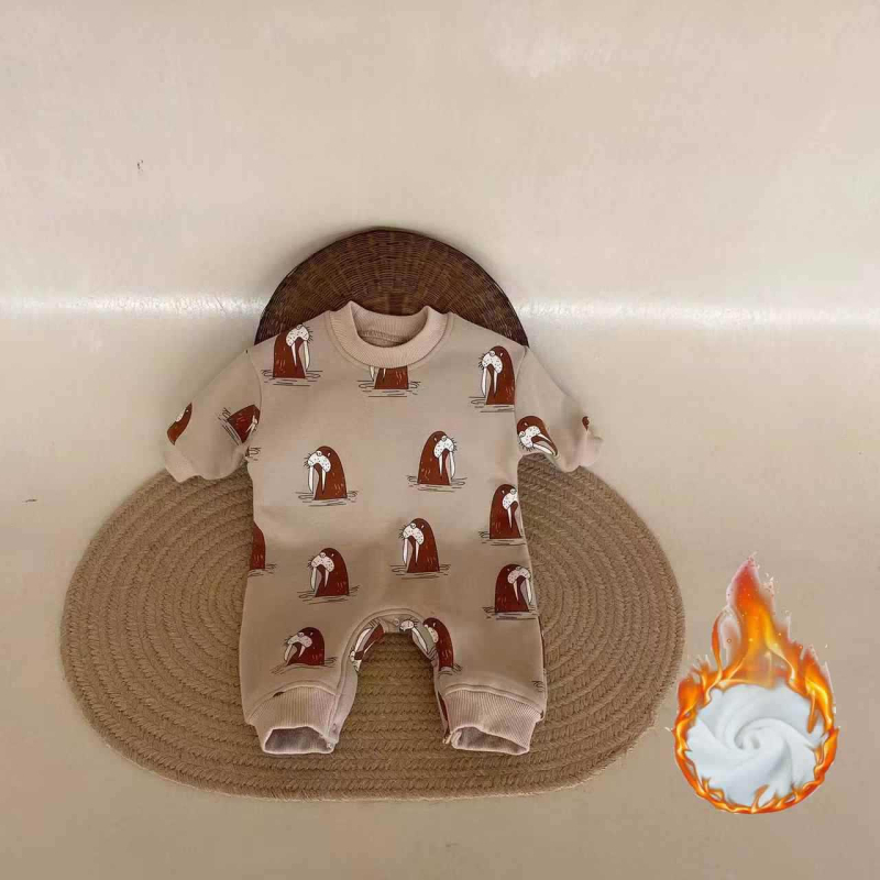 Dječji kombinezon u korejskom stilu, 100% pamuk, fleece podstava, debeli zimski komad, dugi rukavi, bez kapulje, unisex
