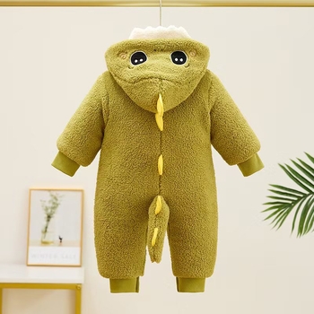 Новородено унисекс гащеризон с качулка – удебелен полиестер, велур ефект, цип