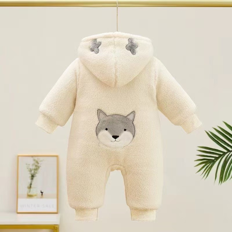 Новородено унисекс гащеризон с качулка – удебелен полиестер, велур ефект, цип