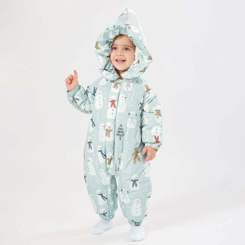 Salopetă pentru sugari și copii mici, căptușită, cu glugă, închidere cu fermoar, 100% poliester, pentru vârste 1-3 ani