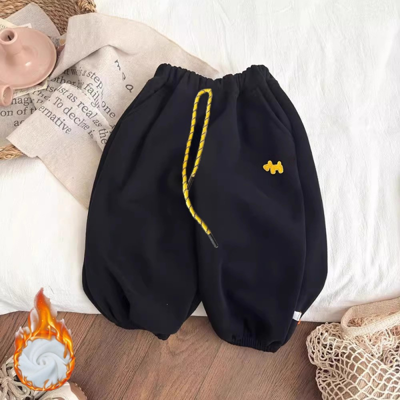 Gyerekek pamut nadrág hímzéssel, magas derék, lazább/alap stílus, minták: állatok, mesefigurák, betűk