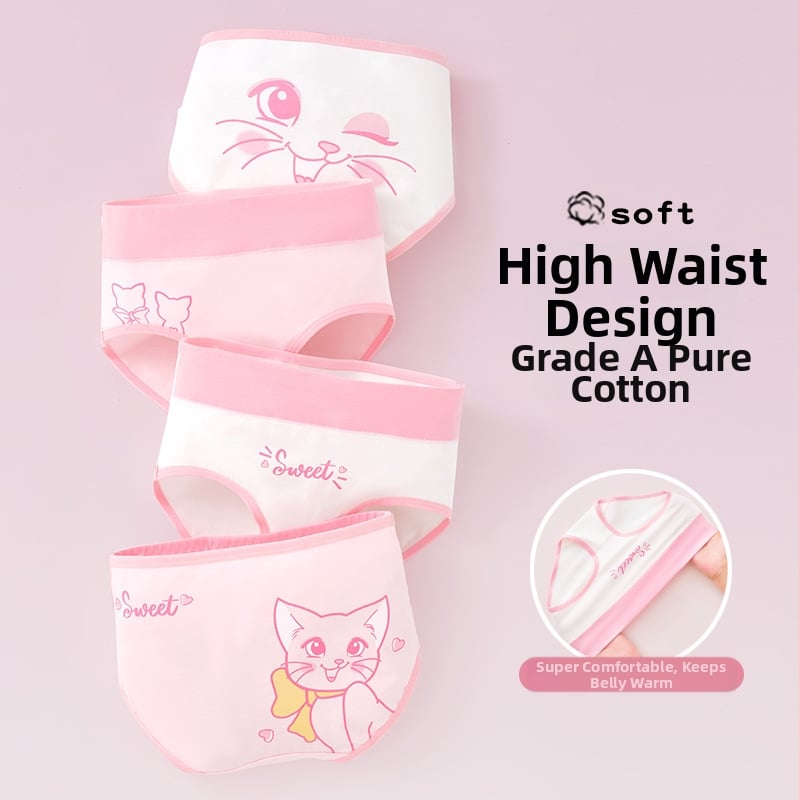 Meitenēm paredzētas kokvilnas biksītes ar augstu jostu, 95% kokvilna, klase A