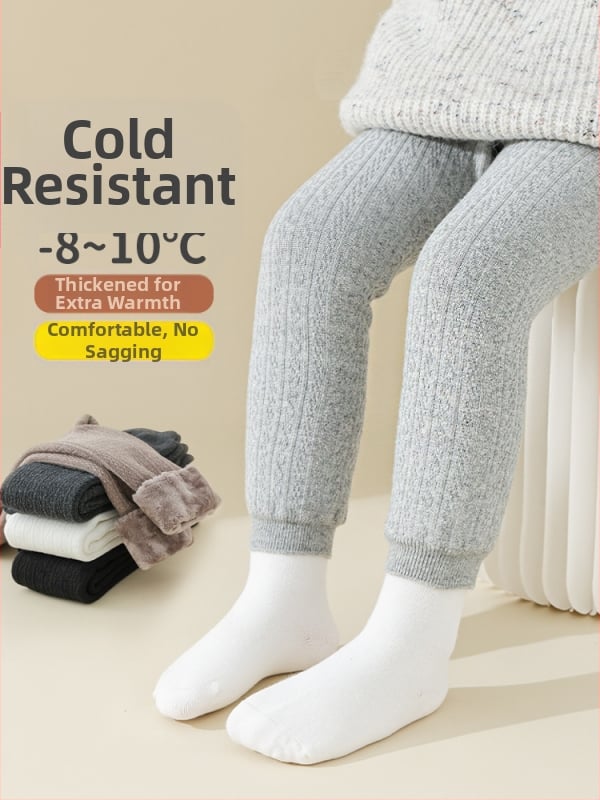 Bērnu ziemas legingi ar fleece iekšējo apdari, augsta vidukļa, garums līdz potītēm, 75% kokvilna, vecums 3–8 gadi