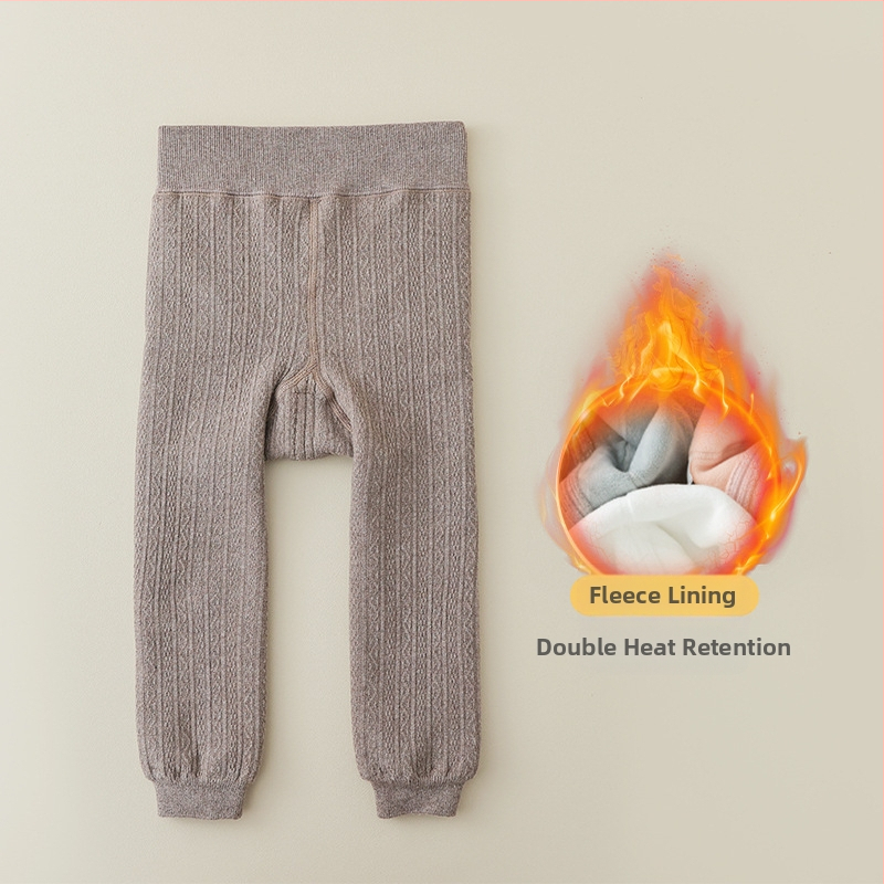 Bērnu ziemas legingi ar fleece iekšējo apdari, augsta vidukļa, garums līdz potītēm, 75% kokvilna, vecums 3–8 gadi