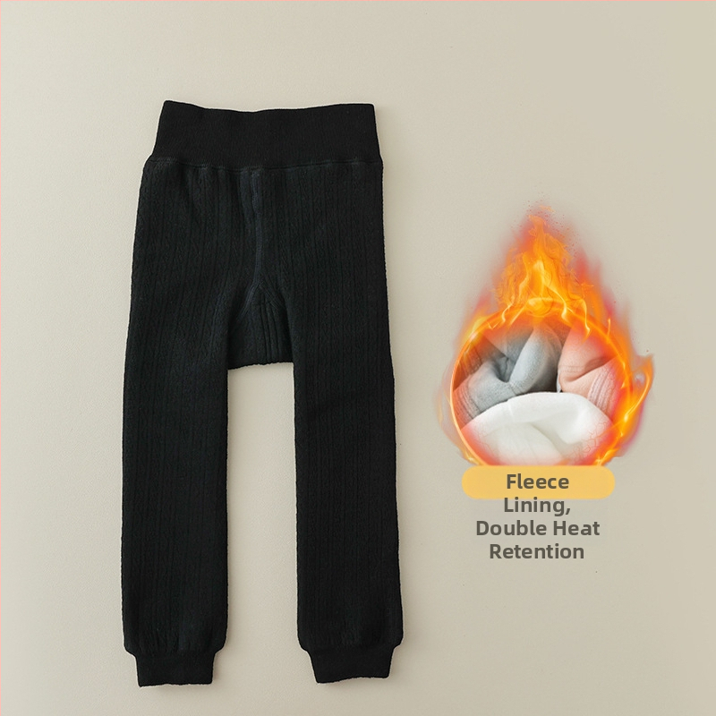 Bērnu ziemas legingi ar fleece iekšējo apdari, augsta vidukļa, garums līdz potītēm, 75% kokvilna, vecums 3–8 gadi