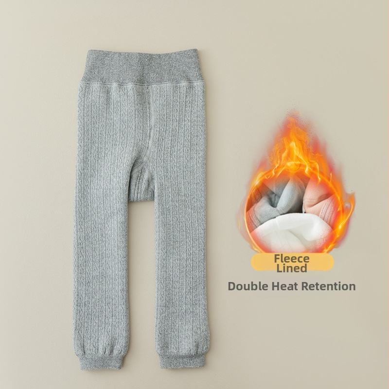 Bērnu ziemas legingi ar fleece iekšējo apdari, augsta vidukļa, garums līdz potītēm, 75% kokvilna, vecums 3–8 gadi