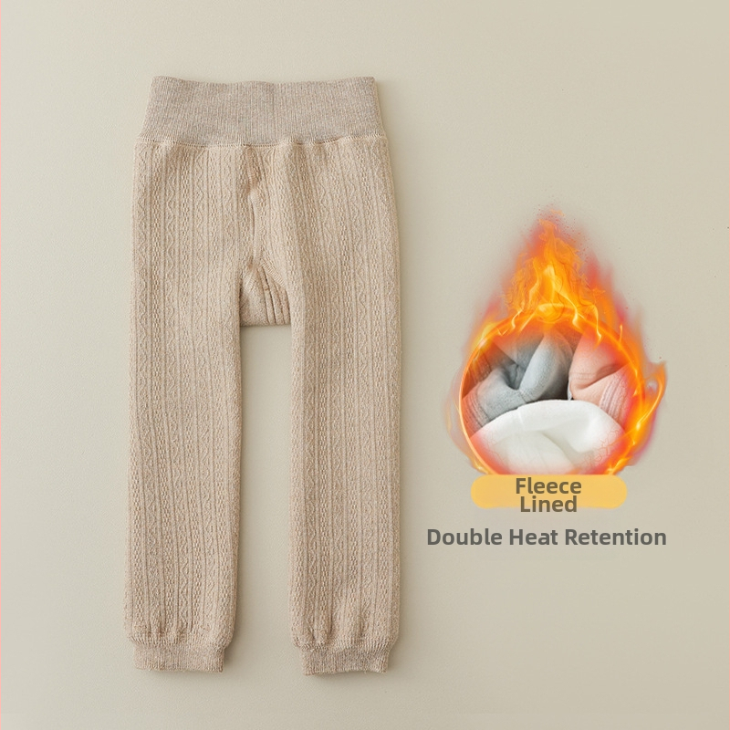 Bērnu ziemas legingi ar fleece iekšējo apdari, augsta vidukļa, garums līdz potītēm, 75% kokvilna, vecums 3–8 gadi