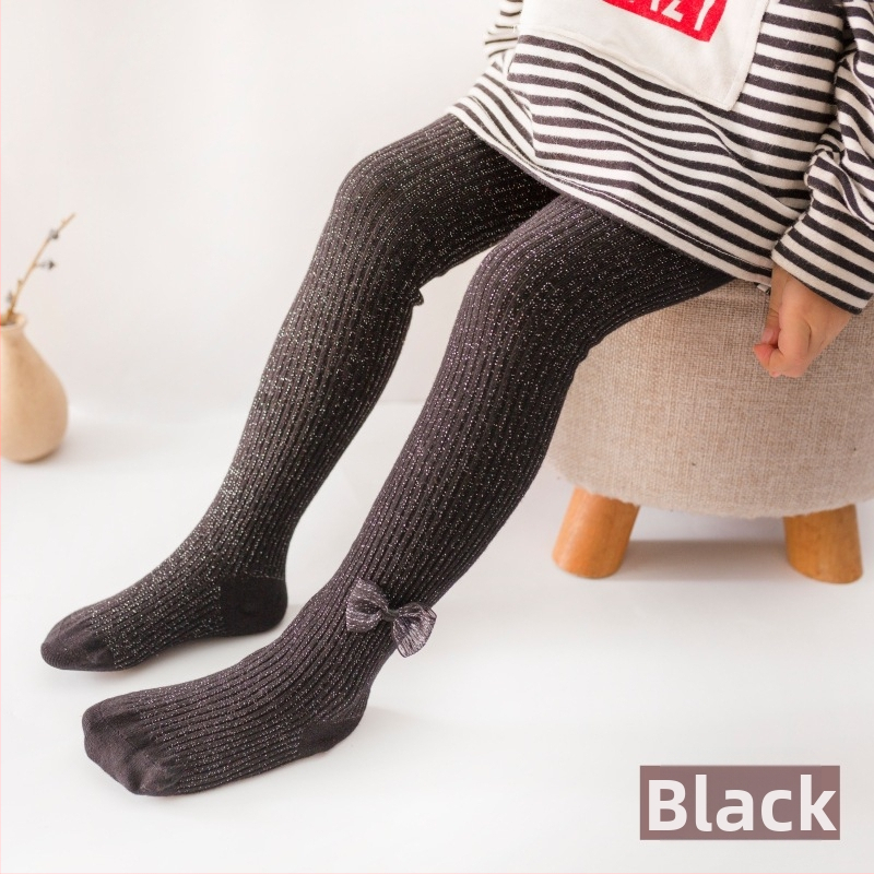 Bērnu zeķtītes ar spīdīgu loku, korejiešu stilā, kokvilna 79%, vidējais viduklis, vecums 3–8 gadi