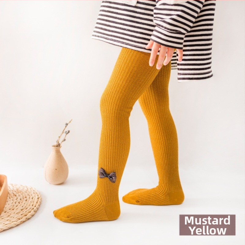 Bērnu zeķtītes ar spīdīgu loku, korejiešu stilā, kokvilna 79%, vidējais viduklis, vecums 3–8 gadi