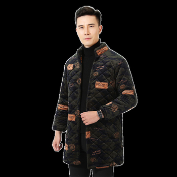 Muški kaput od korduroja s pamukovim punjenjem, debeli, zip, opušteni kardigan stil, vuneni vanjski dio, lanena podstava