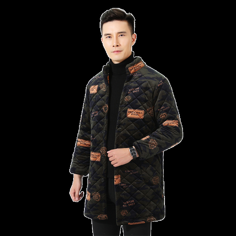 Muški kaput od korduroja s pamukovim punjenjem, debeli, zip, opušteni kardigan stil, vuneni vanjski dio, lanena podstava