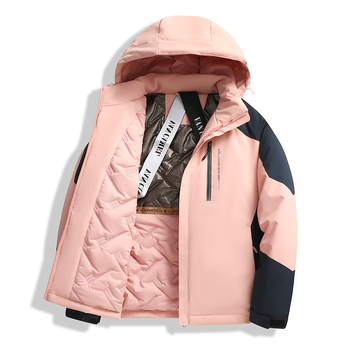 Мъжко зимно яке с пълнеж от памук, качулка, цип, свободен силует, полиестров външен плат