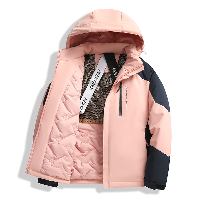 Мъжко зимно яке с пълнеж от памук, качулка, цип, свободен силует, полиестров външен плат