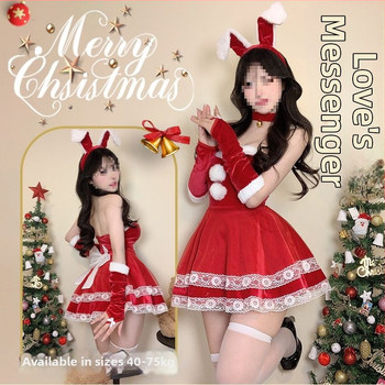 Cosplay kostīms za zaķa meiteni - universāls, stjuardess stila komplekts ar kažokādas apkakli, bez piedurknēm, spandeksa maisījums, piecu ceturtdaļu garuma bikses, pavasaris 2025