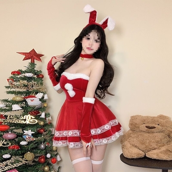 Cosplay kostīms za zaķa meiteni - universāls, stjuardess stila komplekts ar kažokādas apkakli, bez piedurknēm, spandeksa maisījums, piecu ceturtdaļu garuma bikses, pavasaris 2025