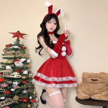 Cosplay kostīms za zaķa meiteni - universāls, stjuardess stila komplekts ar kažokādas apkakli, bez piedurknēm, spandeksa maisījums, piecu ceturtdaļu garuma bikses, pavasaris 2025