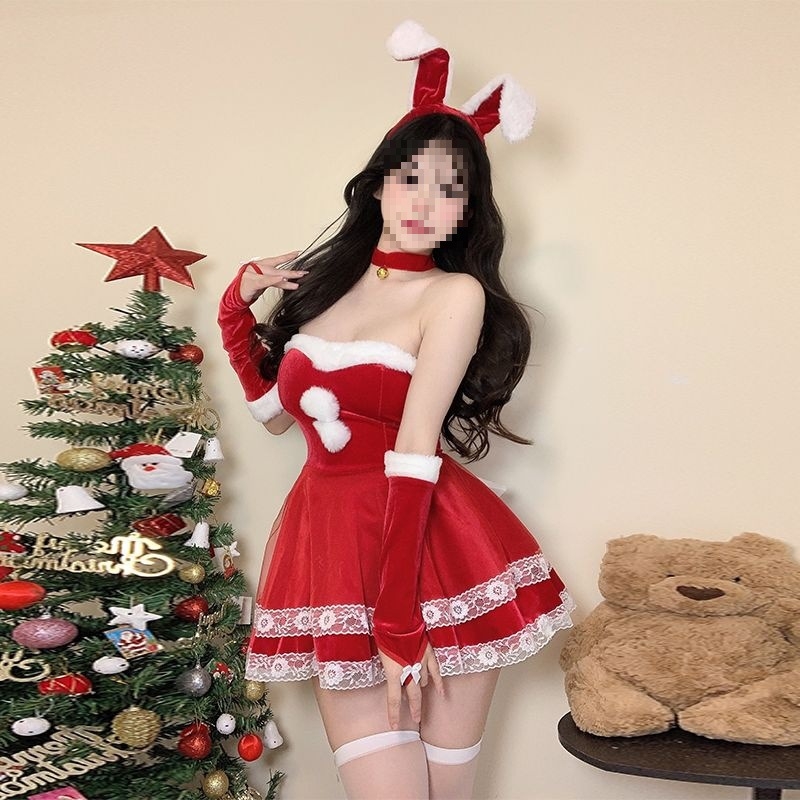 Cosplay kostīms za zaķa meiteni - universāls, stjuardess stila komplekts ar kažokādas apkakli, bez piedurknēm, spandeksa maisījums, piecu ceturtdaļu garuma bikses, pavasaris 2025