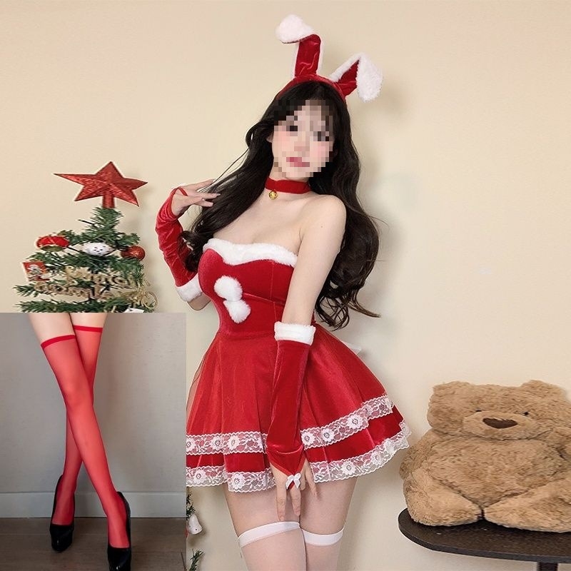 Cosplay kostīms za zaķa meiteni - universāls, stjuardess stila komplekts ar kažokādas apkakli, bez piedurknēm, spandeksa maisījums, piecu ceturtdaļu garuma bikses, pavasaris 2025