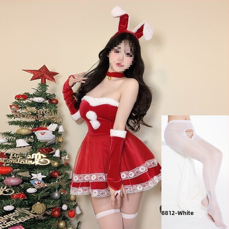 Cosplay kostīms za zaķa meiteni - universāls, stjuardess stila komplekts ar kažokādas apkakli, bez piedurknēm, spandeksa maisījums, piecu ceturtdaļu garuma bikses, pavasaris 2025