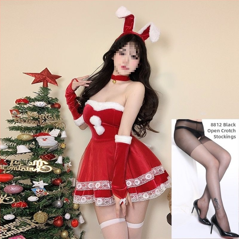 Cosplay kostīms za zaķa meiteni - universāls, stjuardess stila komplekts ar kažokādas apkakli, bez piedurknēm, spandeksa maisījums, piecu ceturtdaļu garuma bikses, pavasaris 2025