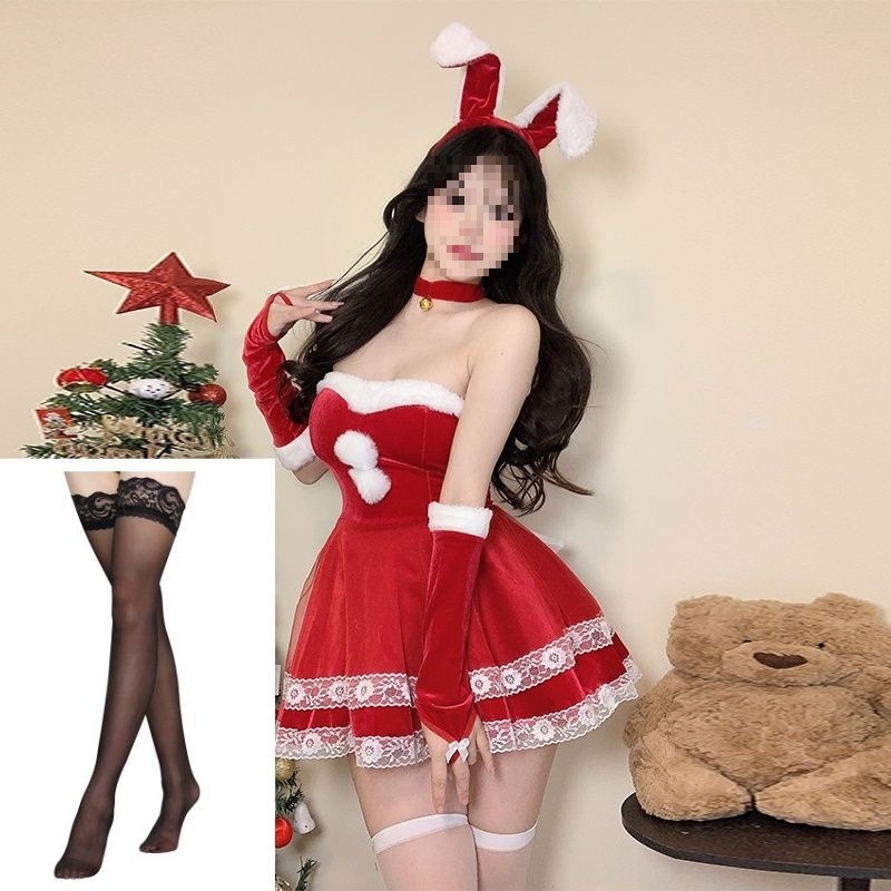 Cosplay kostīms za zaķa meiteni - universāls, stjuardess stila komplekts ar kažokādas apkakli, bez piedurknēm, spandeksa maisījums, piecu ceturtdaļu garuma bikses, pavasaris 2025