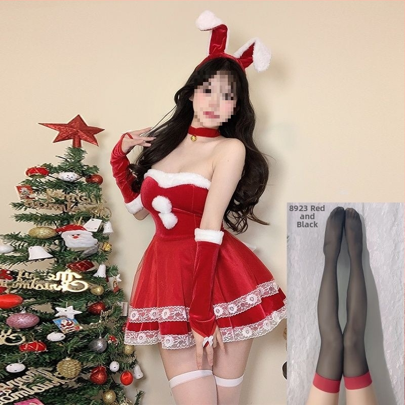 Cosplay kostīms za zaķa meiteni - universāls, stjuardess stila komplekts ar kažokādas apkakli, bez piedurknēm, spandeksa maisījums, piecu ceturtdaļu garuma bikses, pavasaris 2025