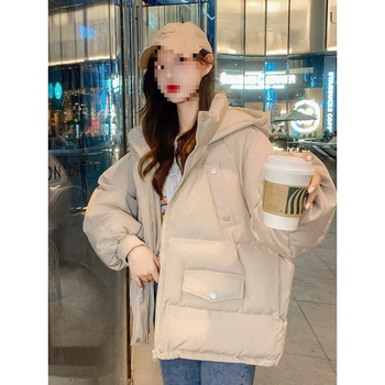 Moteriška medvilninė pūkuota striukė su užtrauktuku, polo apykaklė, ilgomis rankovėmis, tiesus kirpimas