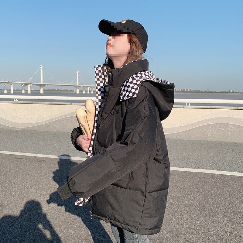 Moteriška medvilninė pūkuota striukė su užtrauktuku, polo apykaklė, ilgomis rankovėmis, tiesus kirpimas