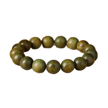 Zeleni sandalwood narukvica s Hetian jade perlama, unisex, prirodni stil, proljeće 2025