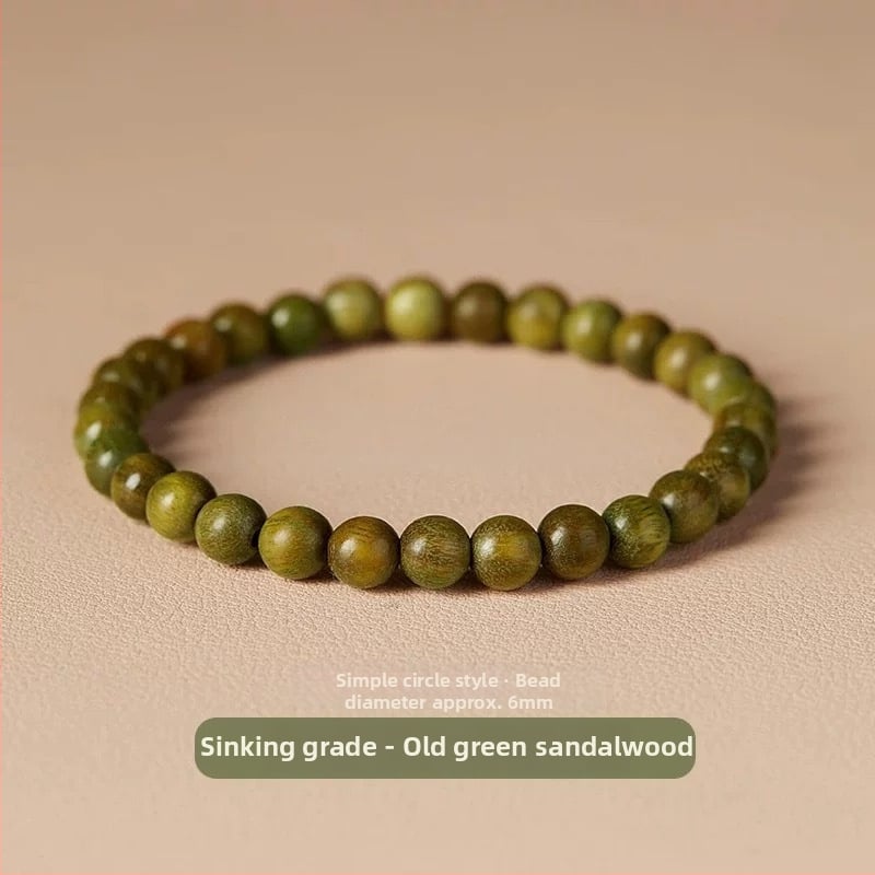 Zeleni sandalwood narukvica s Hetian jade perlama, unisex, prirodni stil, proljeće 2025
