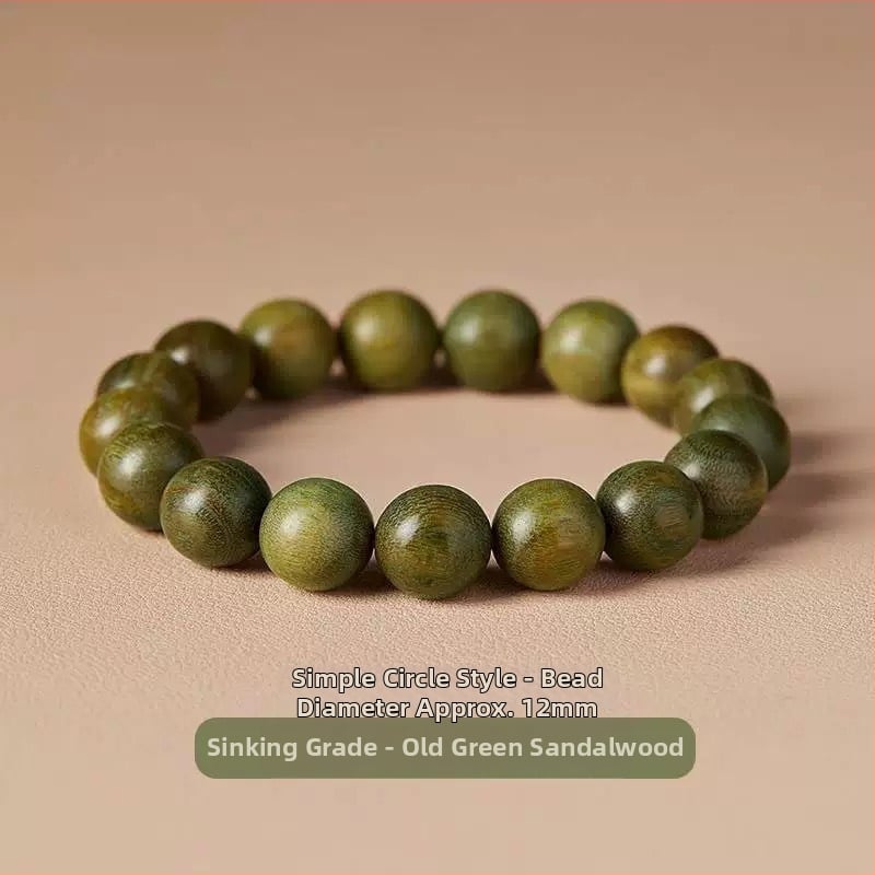 Zeleni sandalwood narukvica s Hetian jade perlama, unisex, prirodni stil, proljeće 2025