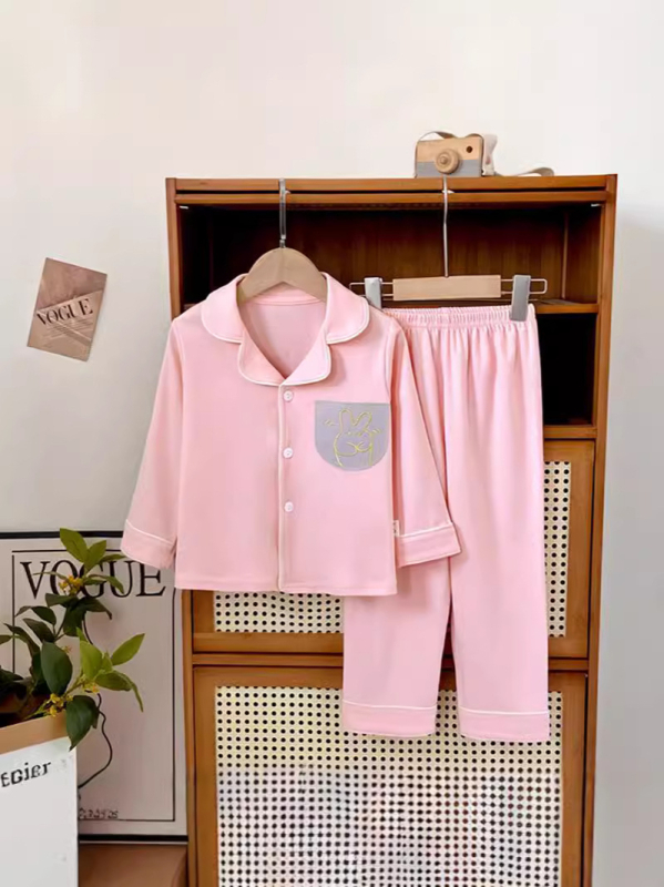 Dječji pidžama set od čistog pamuka, unisex s dugim rukavima i kardiganom te hlačama, dvodijelni, za jesen-zimu, retro boja