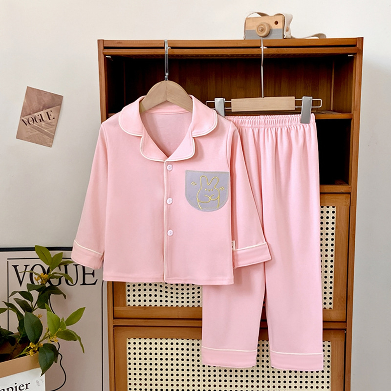 Dječji pidžama set od čistog pamuka, unisex s dugim rukavima i kardiganom te hlačama, dvodijelni, za jesen-zimu, retro boja