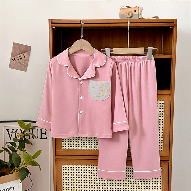Dječji pidžama set od čistog pamuka, unisex s dugim rukavima i kardiganom te hlačama, dvodijelni, za jesen-zimu, retro boja