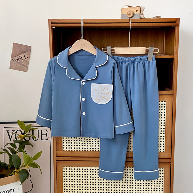 Dječji pidžama set od čistog pamuka, unisex s dugim rukavima i kardiganom te hlačama, dvodijelni, za jesen-zimu, retro boja