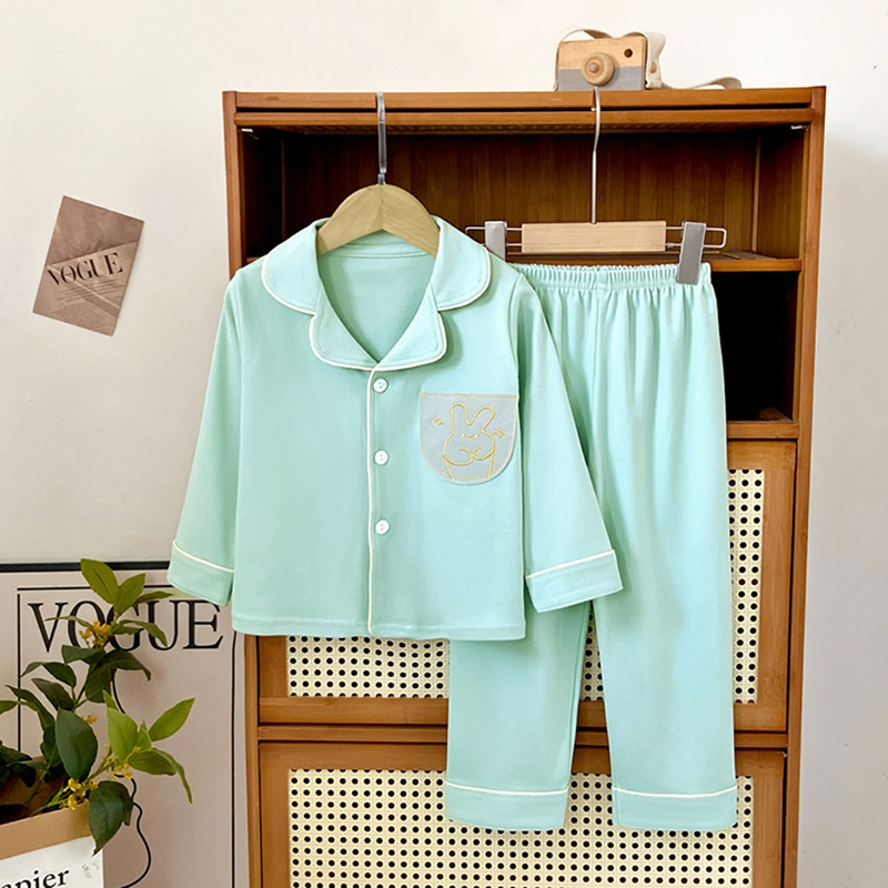 Dječji pidžama set od čistog pamuka, unisex s dugim rukavima i kardiganom te hlačama, dvodijelni, za jesen-zimu, retro boja