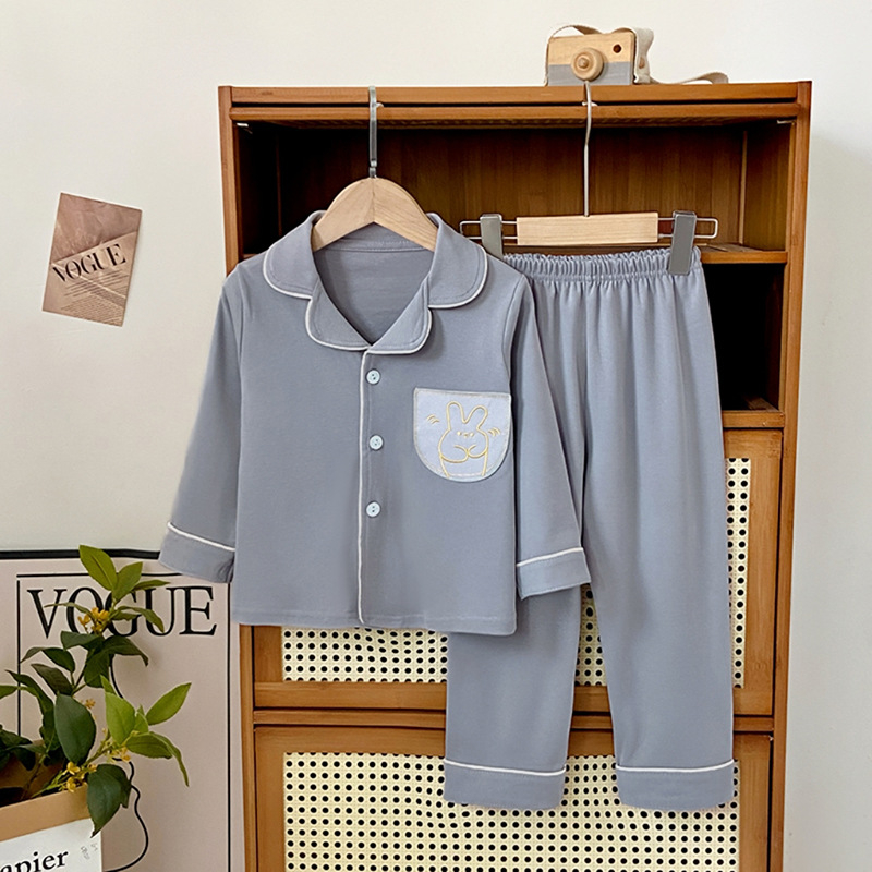 Dječji pidžama set od čistog pamuka, unisex s dugim rukavima i kardiganom te hlačama, dvodijelni, za jesen-zimu, retro boja