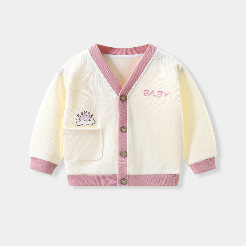 Bērnu adīts kardigans Korejas stilā, unisex, garas piedurknes, kokvilna 50%, vecums 1–3 gadi