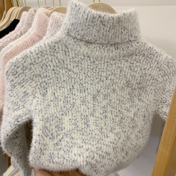 Dječji džemper od norkine dlake, korejskog stila, visok ovratnik, debeli pleteni materijal, 100% norka, za djecu 3-8 godina