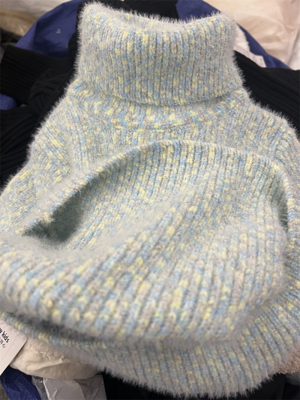 Dječji džemper od norkine dlake, korejskog stila, visok ovratnik, debeli pleteni materijal, 100% norka, za djecu 3-8 godina