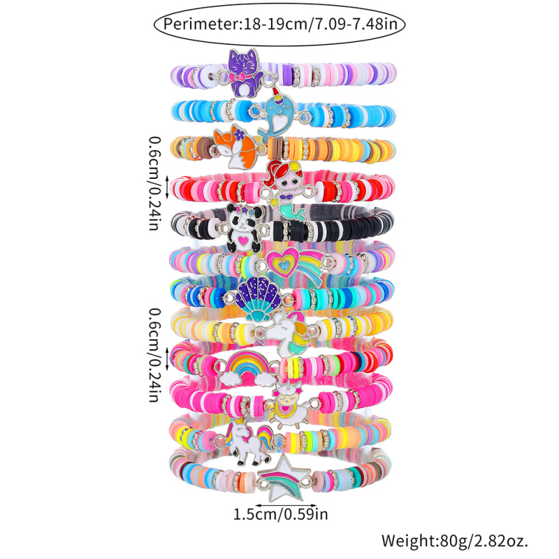 Set narukvica s motivom životinja (mačka i štenci), ručno izrađene perle od polimernog glinenog materijala, detalji leptira, boemski stil, unisex