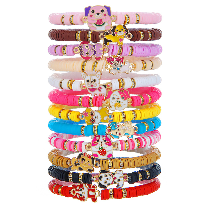 Set narukvica s motivom životinja (mačka i štenci), ručno izrađene perle od polimernog glinenog materijala, detalji leptira, boemski stil, unisex