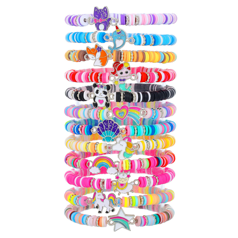 Set narukvica s motivom životinja (mačka i štenci), ručno izrađene perle od polimernog glinenog materijala, detalji leptira, boemski stil, unisex