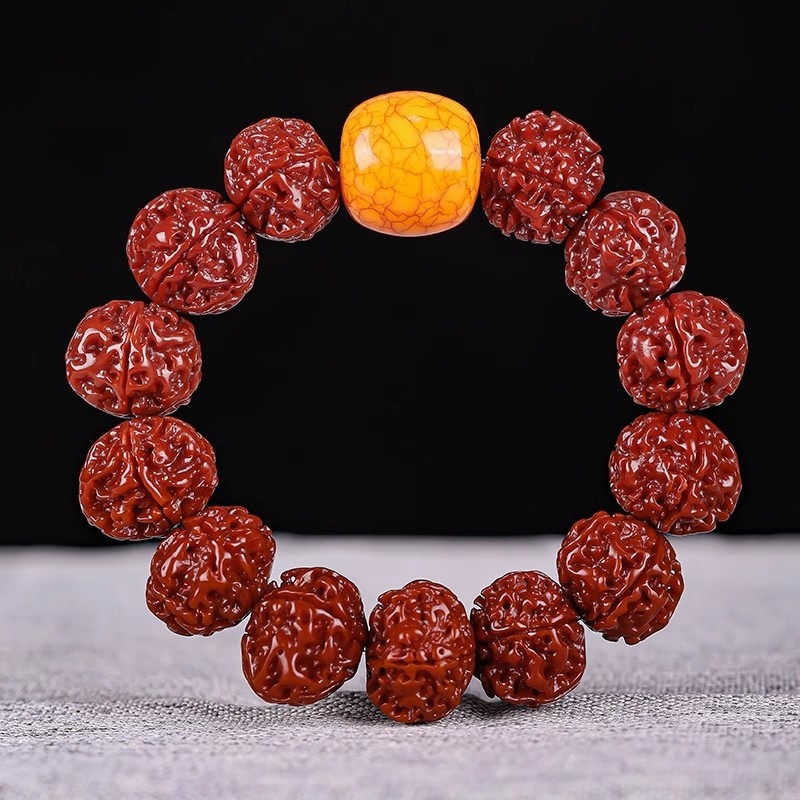 Ručno izrađena narukvica Rudraksha Bodhi perlama, s petlistim perlama, kineski stil