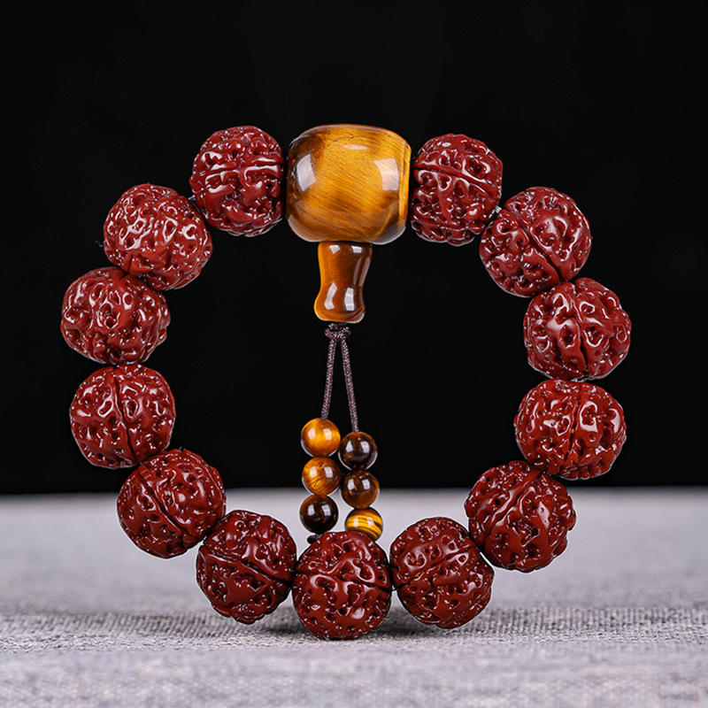 Ručno izrađena narukvica Rudraksha Bodhi perlama, s petlistim perlama, kineski stil